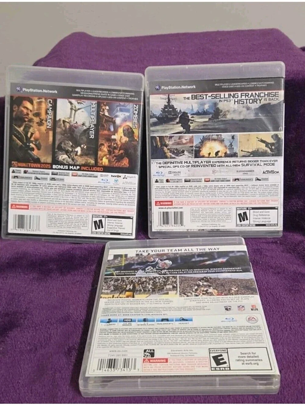 3 - PS3 Games - Call of Duty Black Ops 2  & Modern Welfare 3, & Madden NFL 17